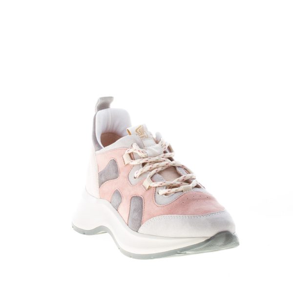 HOGAN donna sneaker H585 Speedy Run in camoscio ROSA CIPRIA e GRIGIO - immagine 2
