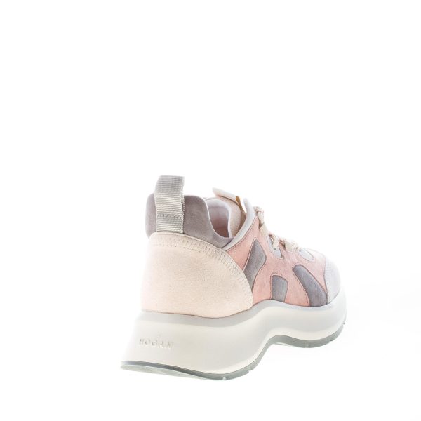 HOGAN donna sneaker H585 Speedy Run in camoscio ROSA CIPRIA e GRIGIO - immagine 3