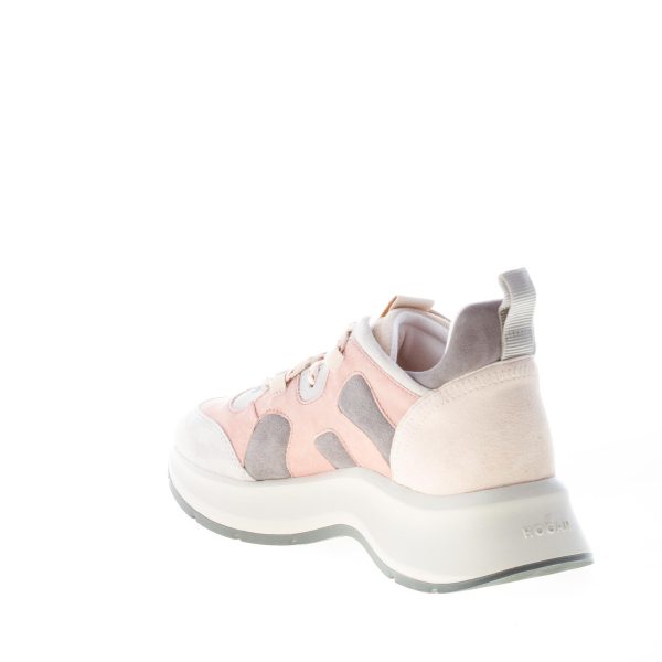 HOGAN donna sneaker H585 Speedy Run in camoscio ROSA CIPRIA e GRIGIO - immagine 4
