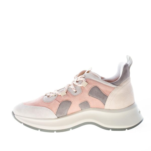 HOGAN donna sneaker H585 Speedy Run in camoscio ROSA CIPRIA e GRIGIO - immagine 5