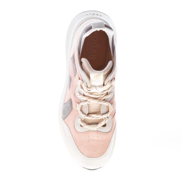 HOGAN donna sneaker H585 Speedy Run in camoscio ROSA CIPRIA e GRIGIO - immagine 7