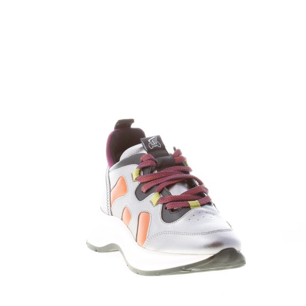 HOGAN donna sneaker H585 Speedy Run in pelle ARGENTO e ARANCIONE - immagine 2
