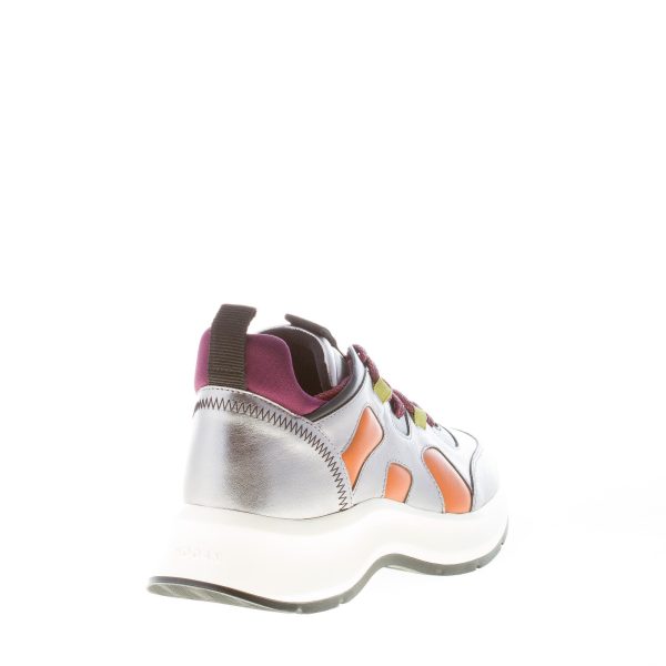 HOGAN donna sneaker H585 Speedy Run in pelle ARGENTO e ARANCIONE - immagine 3