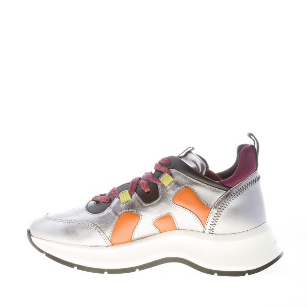HOGAN donna sneaker H585 Speedy Run in pelle ARGENTO e ARANCIONE - immagine 5