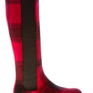 IDEE DE POINTE donna stivale in tessuto Tartan ROSSO. Tacco 3 cm