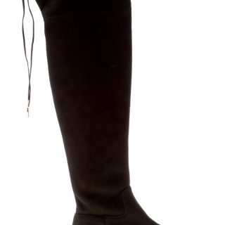 MICHAEL KORS donna stivale sopra il ginocchio Jamie Flat in camoscio stretch NERO.