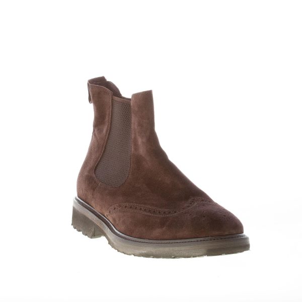 MIGLIORE uomo stivaletto elasticizzato in camoscio TESTA DI MORO con impunture. Suola in gomma - immagine 2