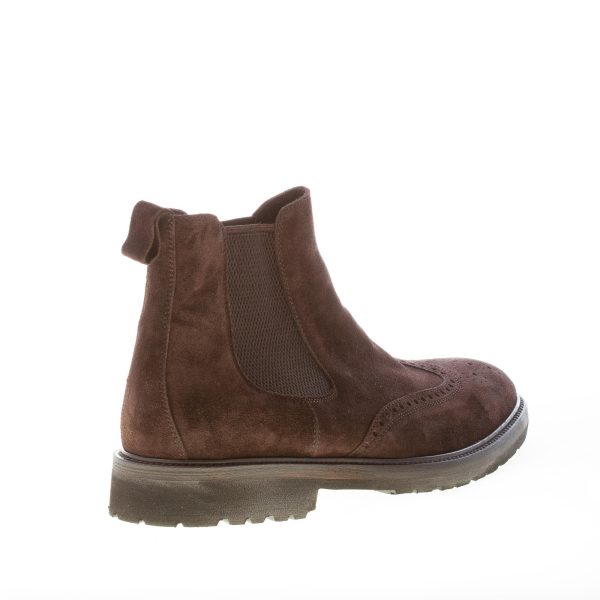 MIGLIORE uomo stivaletto elasticizzato in camoscio TESTA DI MORO con impunture. Suola in gomma - immagine 3