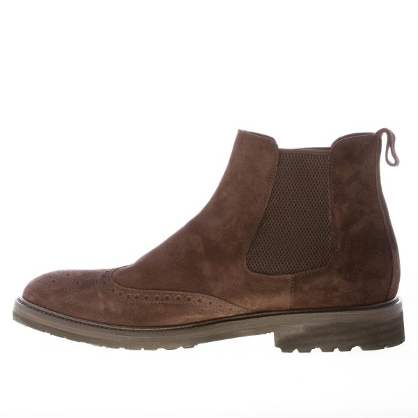 MIGLIORE uomo stivaletto elasticizzato in camoscio TESTA DI MORO con impunture. Suola in gomma - immagine 5