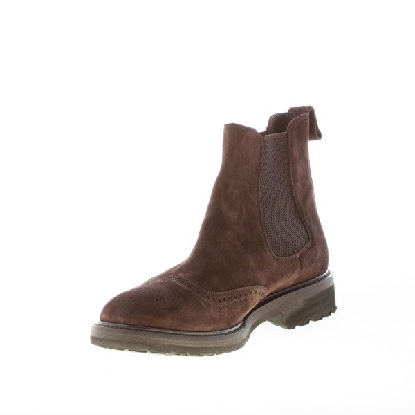 MIGLIORE uomo stivaletto elasticizzato in camoscio TESTA DI MORO con impunture. Suola in gomma - immagine 6