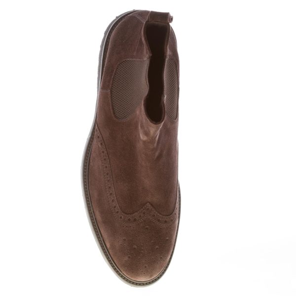 MIGLIORE uomo stivaletto elasticizzato in camoscio TESTA DI MORO con impunture. Suola in gomma - immagine 7