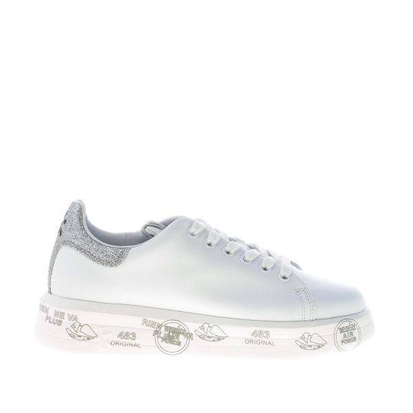 PREMIATA donna sneaker BELLE 4903 in pelle BIANCO con glitter argento