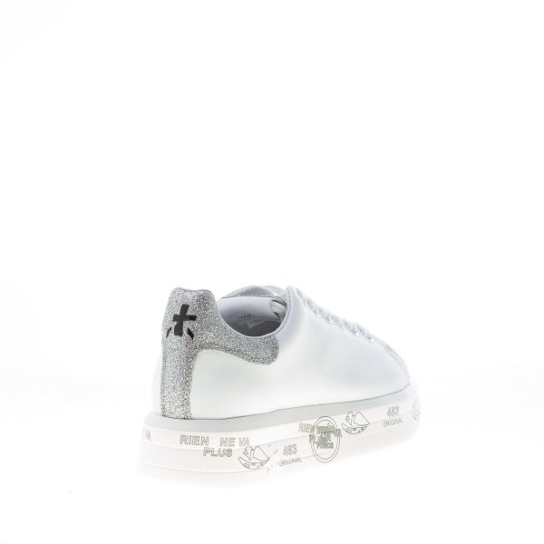 PREMIATA donna sneaker BELLE 4903 in pelle BIANCO con glitter argento - immagine 3