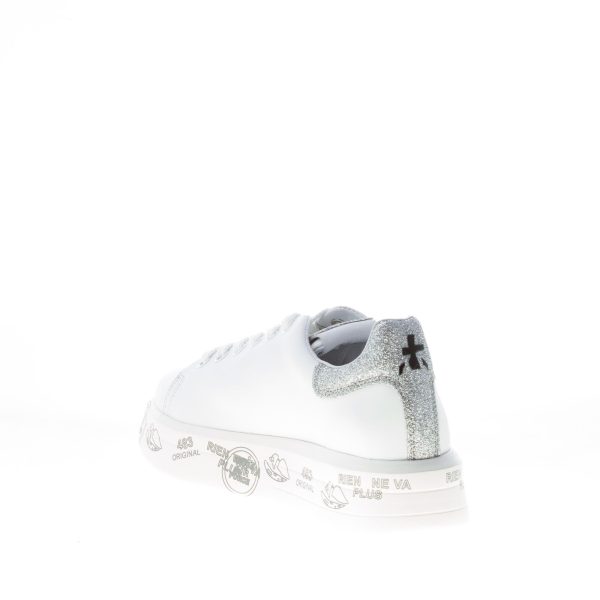 PREMIATA donna sneaker BELLE 4903 in pelle BIANCO con glitter argento - immagine 4