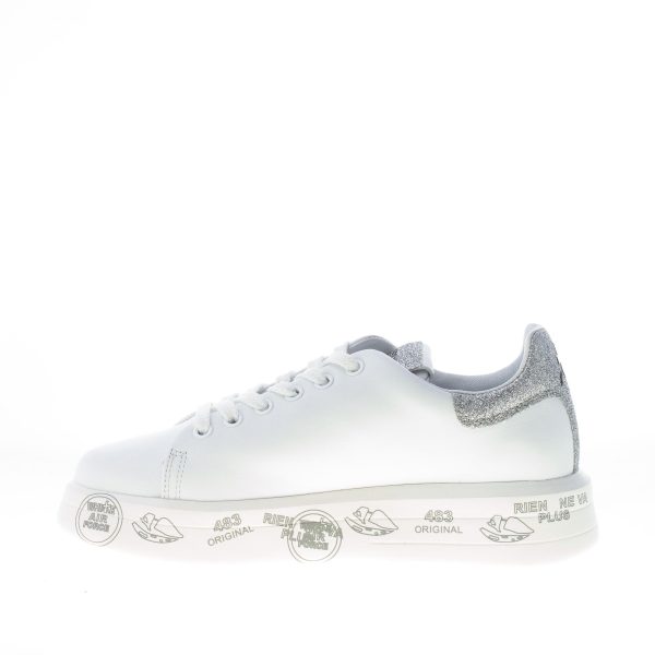 PREMIATA donna sneaker BELLE 4903 in pelle BIANCO con glitter argento - immagine 5