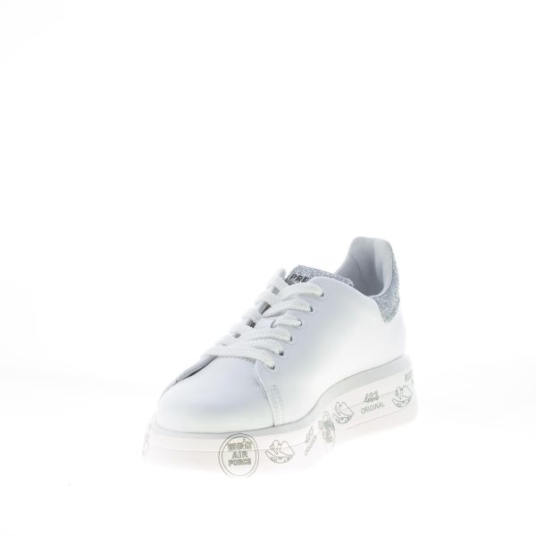 PREMIATA donna sneaker BELLE 4903 in pelle BIANCO con glitter argento - immagine 6