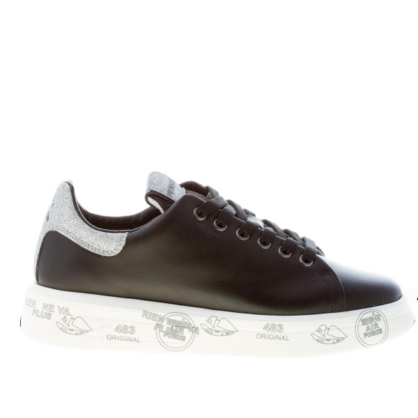 PREMIATA donna sneaker BELLE 4904 in pelle NERO con glitter argento