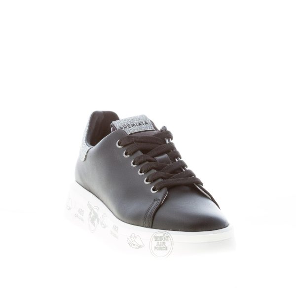 PREMIATA donna sneaker BELLE 4904 in pelle NERO con glitter argento - immagine 2