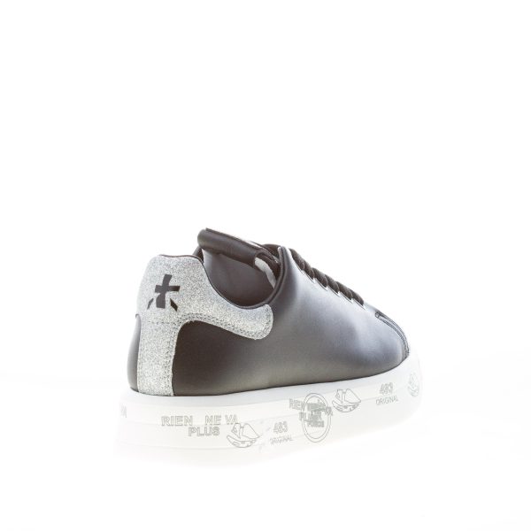 PREMIATA donna sneaker BELLE 4904 in pelle NERO con glitter argento - immagine 3