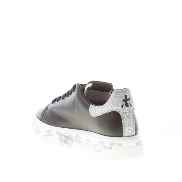 PREMIATA donna sneaker BELLE 4904 in pelle NERO con glitter argento - immagine 4