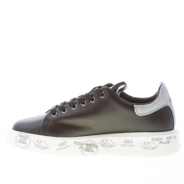 PREMIATA donna sneaker BELLE 4904 in pelle NERO con glitter argento - immagine 5