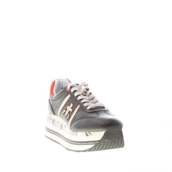 PREMIATA donna sneaker Beth 5349 in pelle NERO e beige con maxi platform - immagine 2