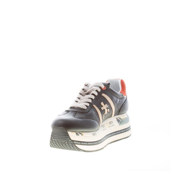 PREMIATA donna sneaker Beth 5349 in pelle NERO e beige con maxi platform - immagine 6
