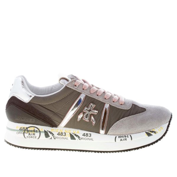 PREMIATA donna sneaker Conny 5949 in camoscio e tessuto tecnico GRIGIO più rosa