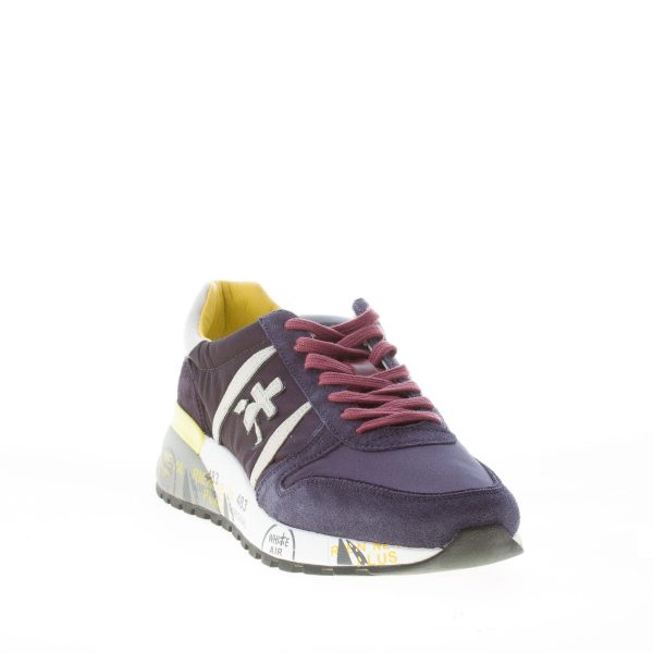 PREMIATA uomo sneaker Lander 4948 in camoscio e tessuto nylon BLU più grigio e giallo - immagine 2