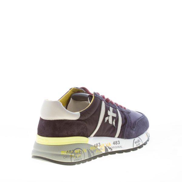 PREMIATA uomo sneaker Lander 4948 in camoscio e tessuto nylon BLU più grigio e giallo - immagine 3