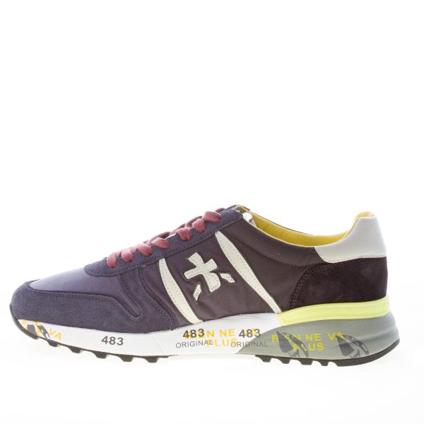 PREMIATA uomo sneaker Lander 4948 in camoscio e tessuto nylon BLU più grigio e giallo - immagine 5