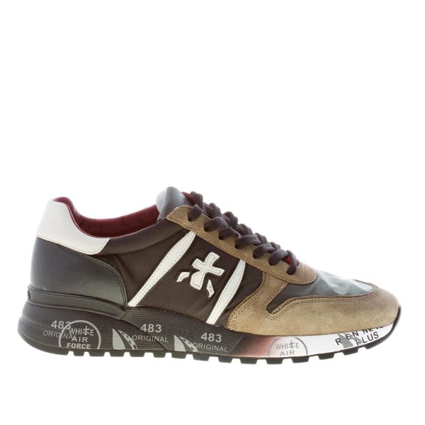 PREMIATA uomo sneaker Lander 4949 in camoscio e tessuto NERO più verde militare