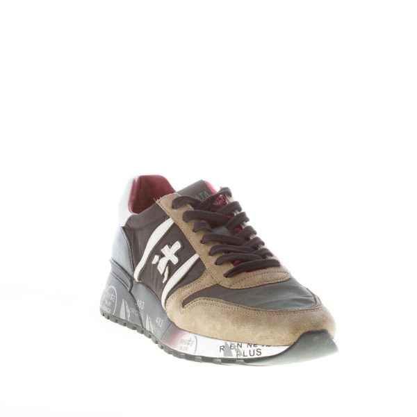 PREMIATA uomo sneaker Lander 4949 in camoscio e tessuto NERO più verde militare - immagine 2