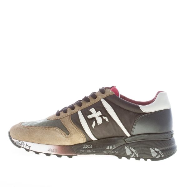 PREMIATA uomo sneaker Lander 4949 in camoscio e tessuto NERO più verde militare - immagine 5