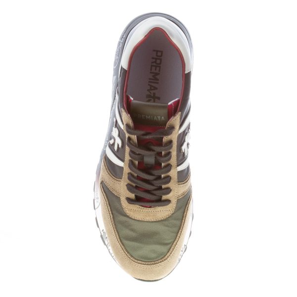 PREMIATA uomo sneaker Lander 4949 in camoscio e tessuto NERO più verde militare - immagine 7