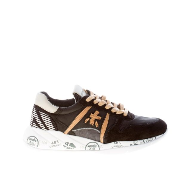 PREMIATA donna sneaker Layla 5415 in camoscio e nylon NERO più cuoio