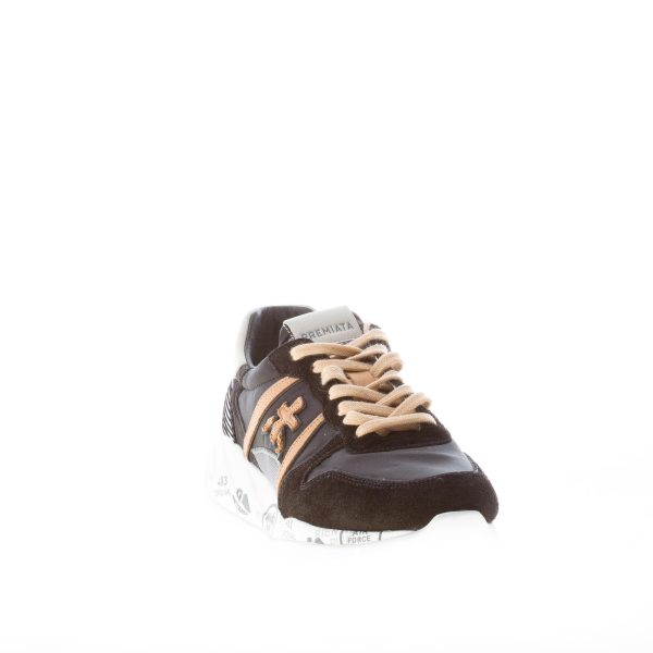 PREMIATA donna sneaker Layla 5415 in camoscio e nylon NERO più cuoio - immagine 2