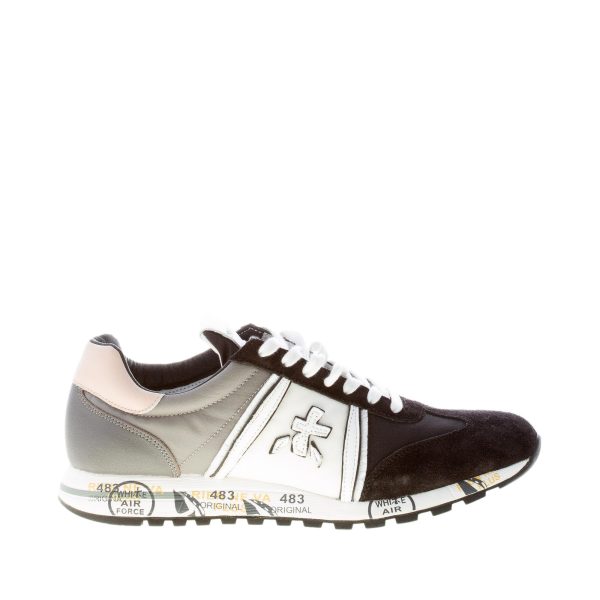 PREMIATA donna sneaker Lucy 5302 in camoscio e tessuto nylon NERO GRIGIO e BIANCO