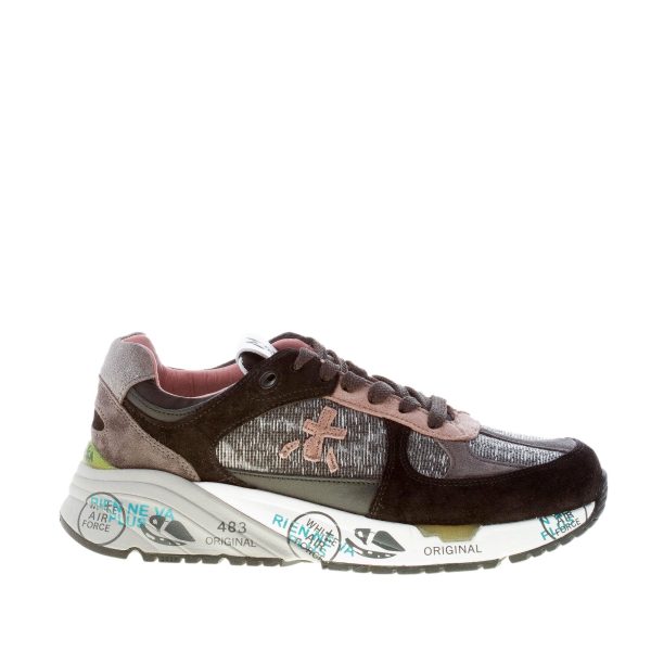 PREMIATA donna sneaker MASE 5530 in camoscio NERO e tessuto tecnico GRIGIO laminato