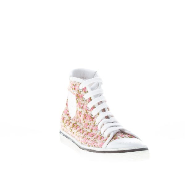 SAINT LAURENT donna high-top sneaker Bedford Tweed in lana multicolore e pelle BIANCO - immagine 2