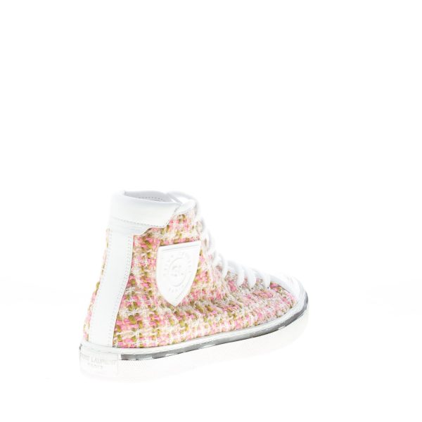 SAINT LAURENT donna high-top sneaker Bedford Tweed in lana multicolore e pelle BIANCO - immagine 3