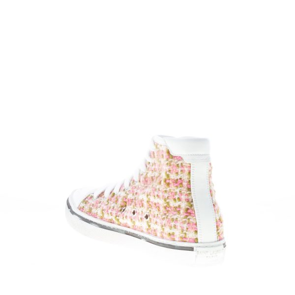 SAINT LAURENT donna high-top sneaker Bedford Tweed in lana multicolore e pelle BIANCO - immagine 4