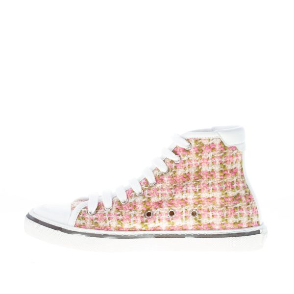 SAINT LAURENT donna high-top sneaker Bedford Tweed in lana multicolore e pelle BIANCO - immagine 5