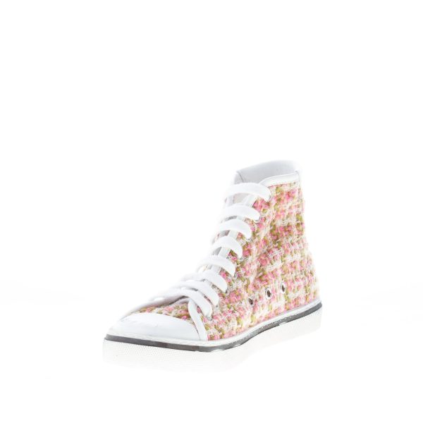 SAINT LAURENT donna high-top sneaker Bedford Tweed in lana multicolore e pelle BIANCO - immagine 6