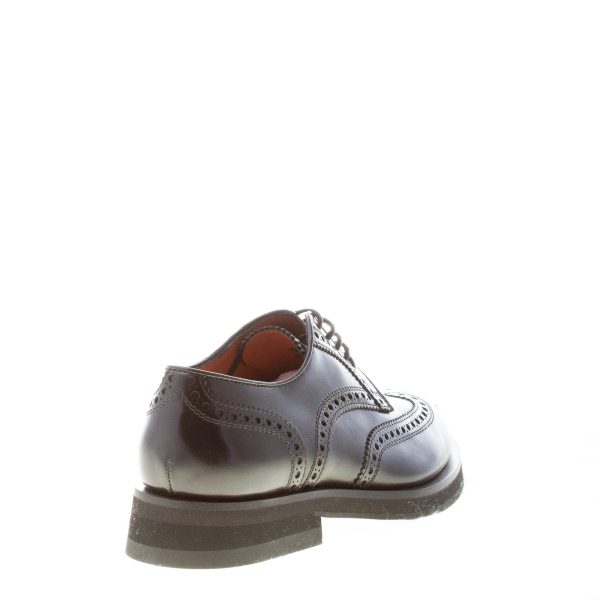 SANTONI uomo scarpa derby in pelle NERO con classiche impunture brogue. Suola gomma - immagine 3