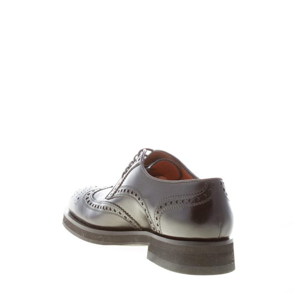 SANTONI uomo scarpa derby in pelle NERO con classiche impunture brogue. Suola gomma - immagine 4