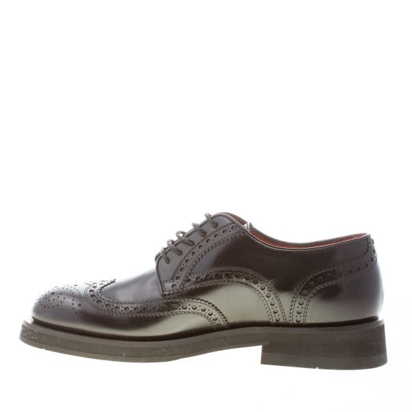 SANTONI uomo scarpa derby in pelle NERO con classiche impunture brogue. Suola gomma - immagine 5