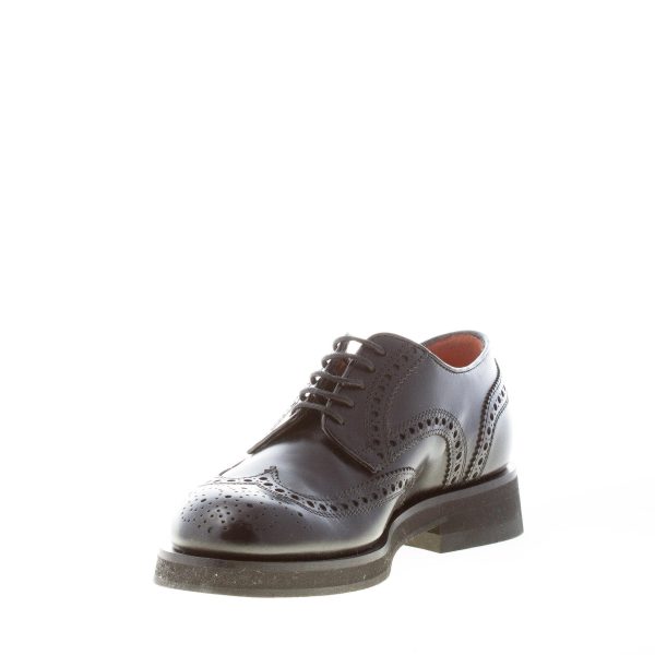 SANTONI uomo scarpa derby in pelle NERO con classiche impunture brogue. Suola gomma - immagine 6