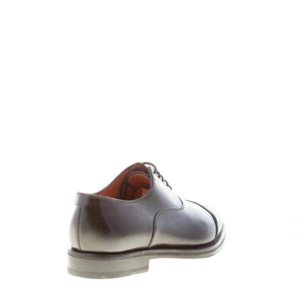SANTONI uomo scarpa francesina in pelle semilucida NERO con puntale. Suola cuoio - immagine 3