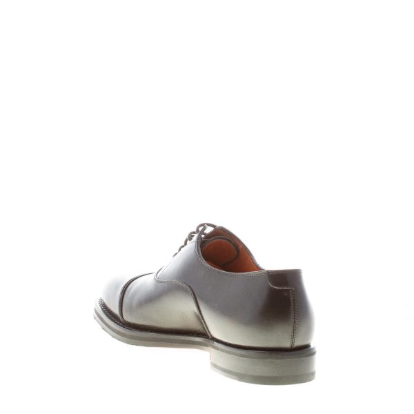 SANTONI uomo scarpa francesina in pelle semilucida NERO con puntale. Suola cuoio - immagine 4